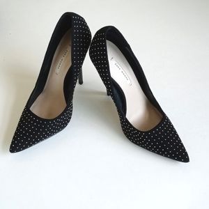 Zara Women’s Black Velvet 4 1/2" Heels with Silver Stud Detail 7.5 (38)